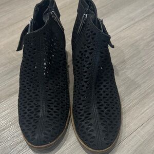Vince Camuto Black Perforated Ankle Booties